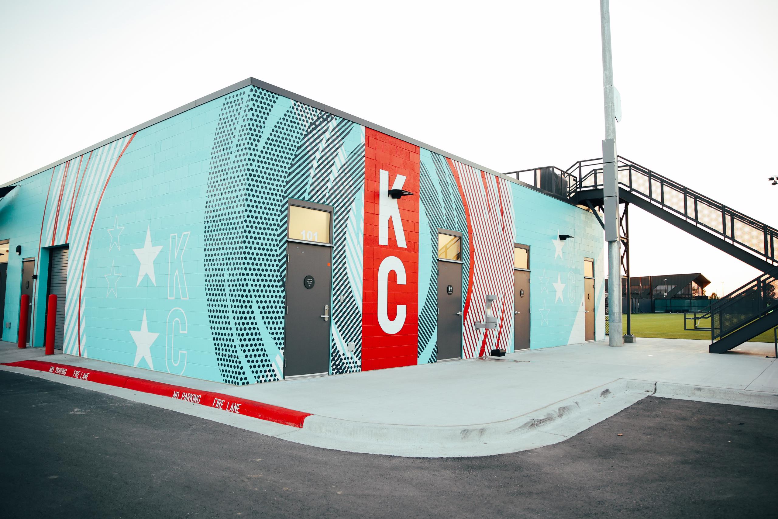 View of academy building and perch that overlook our five premium turf fields.