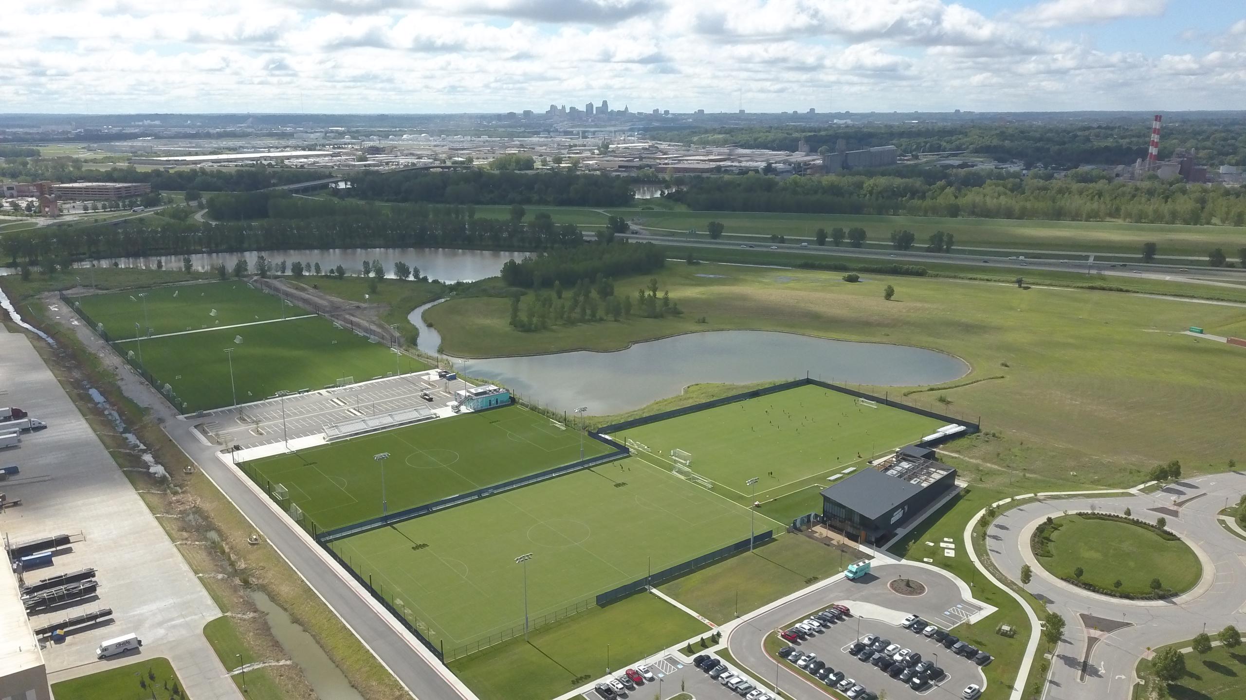 Full view of all five premium turf fields.