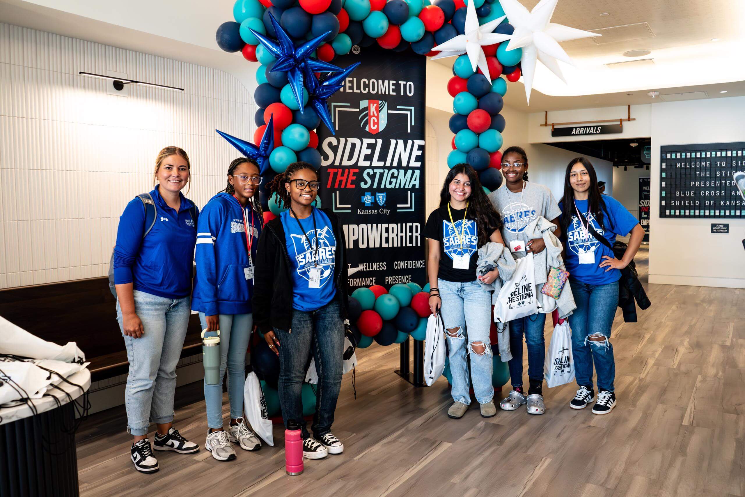 A group of students at the Blue KC Sideline the Stigma Empower Her event.