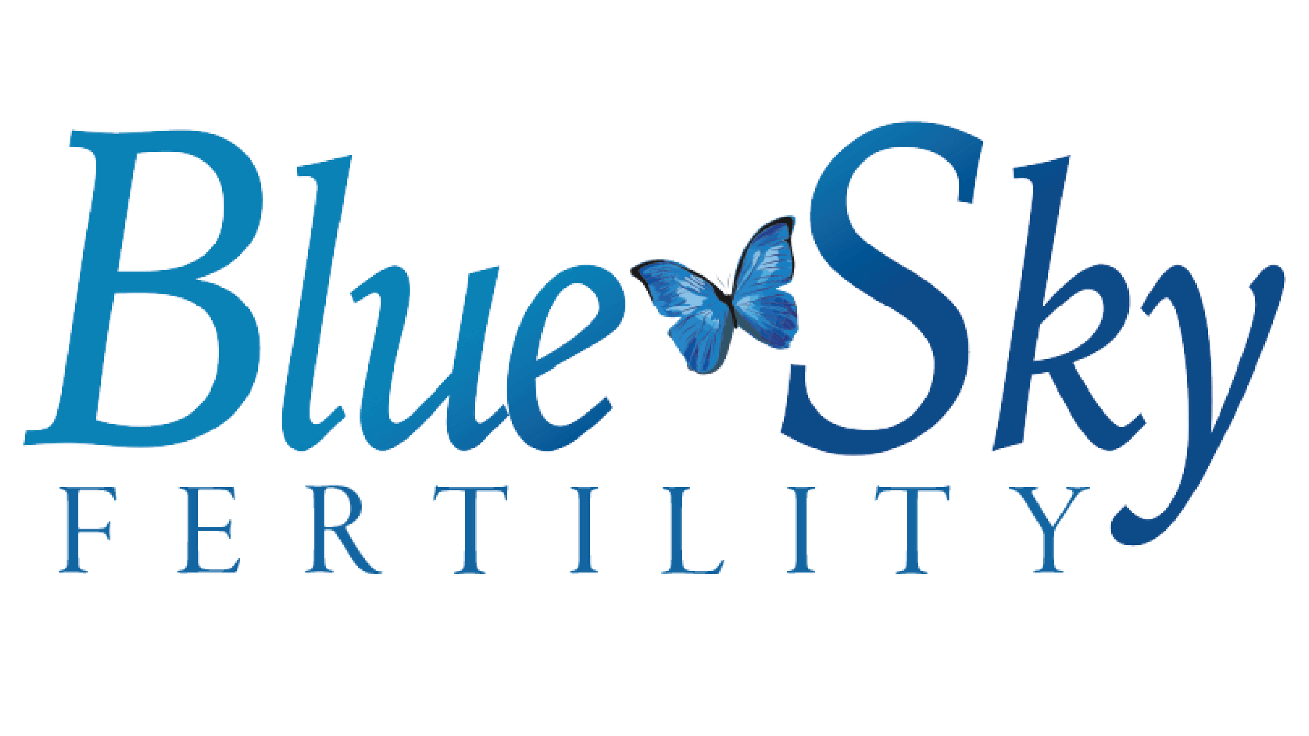 A blue graphic logo for Blue Sky Fertility partner, with a blue butterfly.