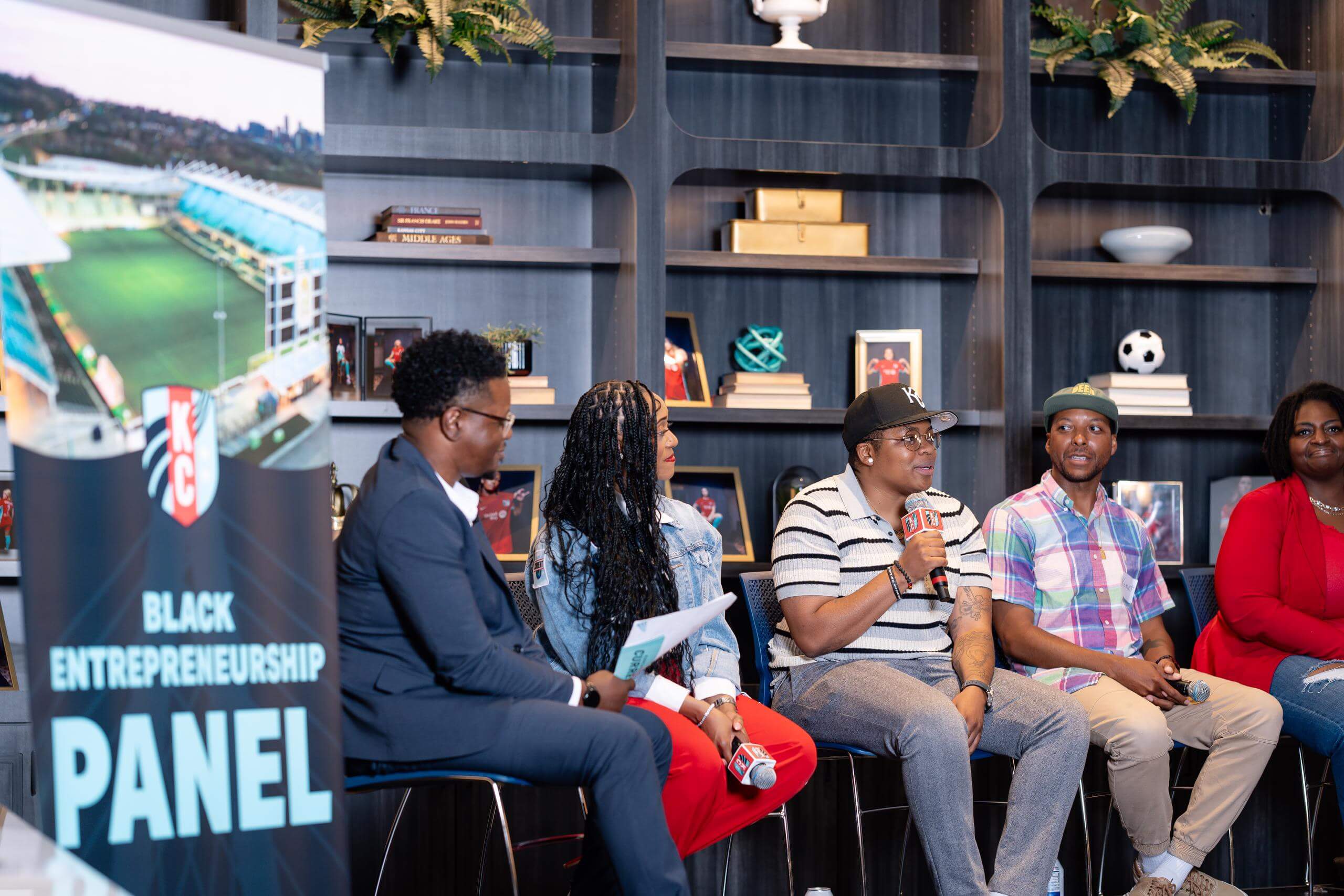 Career professionals speaking at CPKC Stadium for the Black Entrepreneurship Panel