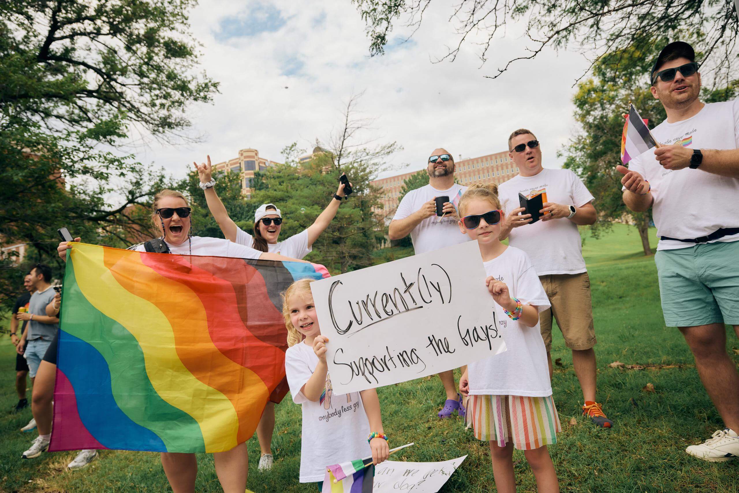 Fans cheering at Pride parade.