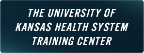 A graphic with text that says THE UNIVERSITY OF KANSAS HEALTH SYSTEM TRAINING CENTER representing a button.