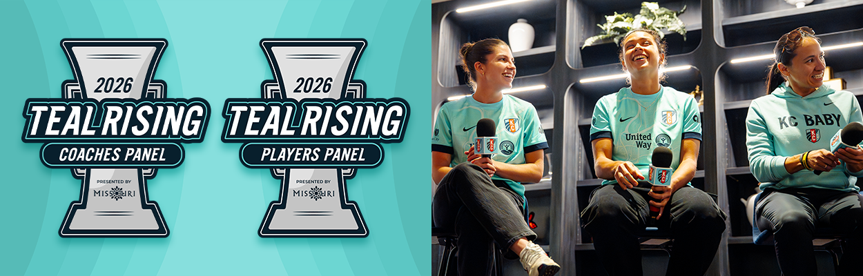 2026 Teal Rising Coaches and Players panel Presented by Visit Missouri graphic.