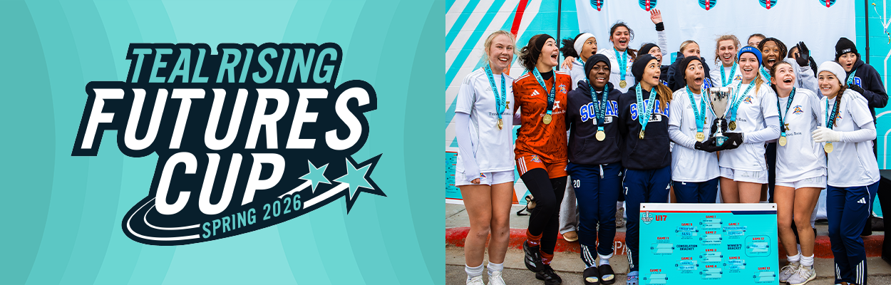 Teal Rising Futures Cup Spring 2026 Logo and banner.